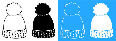 winter warm knitted wool hat. Winter clothing for cold weather. Caring for the health of children. Vector iconのイラスト素材