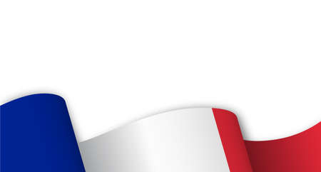 flag of france in motion, fluttering in wind on white background. Template for holiday designのイラスト素材