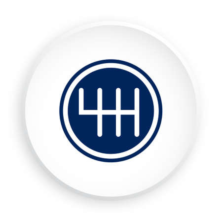 Gearbox lever icon in neomorphism style on white background. Car gearbox, transmission repair in service center. Vectorのイラスト素材