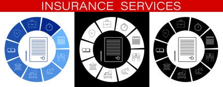 insurance icons infographics. life, health, property, bank deposit insurance infographics. Vectorのイラスト素材