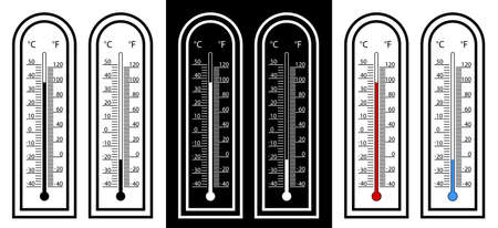 weather thermometer with high and low temperature. Outdoor temperature measurement. Isolated vector...