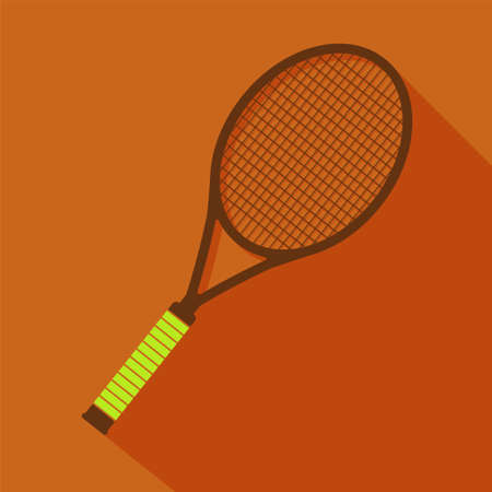 tennis racket in color. Sport equipment, inventory. Symbol for mobile application or web. Vectorのイラスト素材
