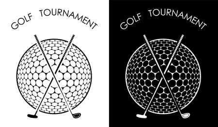 symbol, emblem of golf club with ball for competition. Golfer sports equipment. Active lifestyle. Vectorのイラスト素材