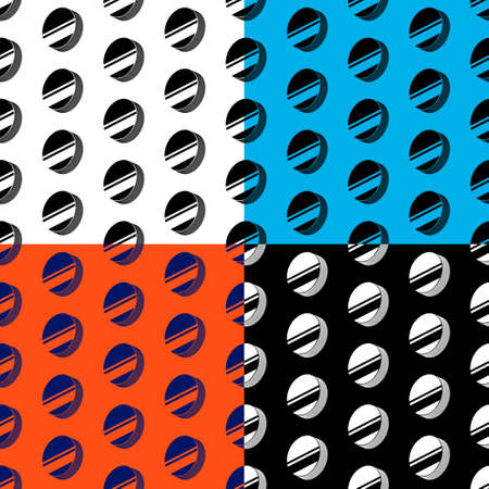 set of seamless patterns with ice hockey pucks. Sports equipment for athlete. Ornament for decoration and printing on fabric. Design element. Vectorのイラスト素材