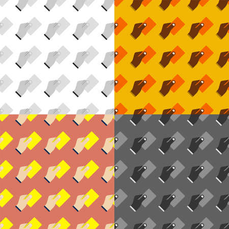 set of seamless patterns with hand and card. Team game of soccer, football. Ornament for decoration and printing on fabric. Design element. Vectorのイラスト素材