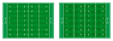 rugby field markings lines with different types of grass, rugby playground top view. Sports ground for active recreation. Vectorのイラスト素材