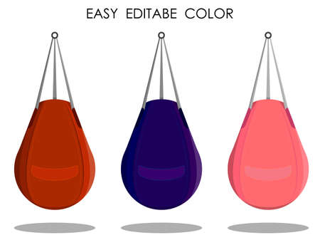 punching bag for sports training. Training boxers in gym. Vector in cartoon styleのイラスト素材