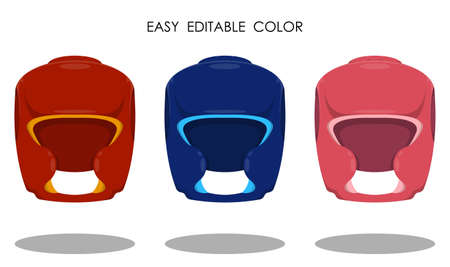protective boxing helmet. Protective equipment of taekwondo, karate fighter. Cartoon vectorのイラスト素材