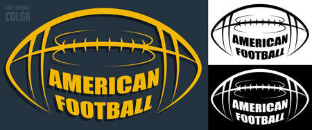 Volumetric letters with name AMERICAN FOOTBALL on background of sports ball. Element for print and design of sports competitions. Isolated vectorのイラスト素材