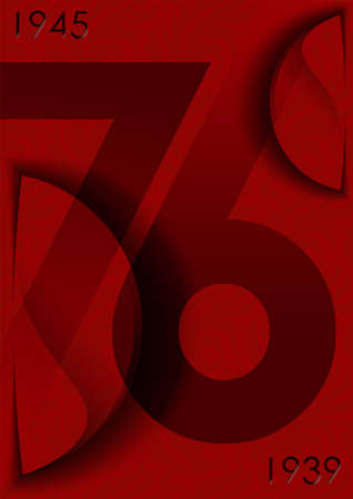 76 years since the end of World War II commemorative symbol. Red banner, poster, background for...