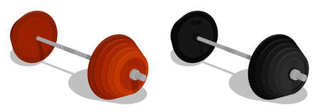 Sports barbell. Healthy lifestyle, fitness and body building in gym. Cartoon vectorのイラスト素材