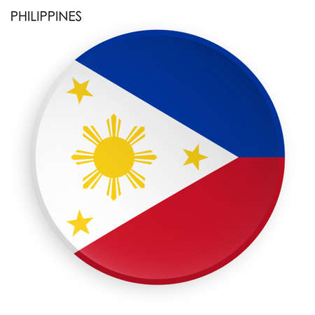 Flag of Republic of Philippines icon in modern neomorphism style. Button for mobile application or web. Vector on white backgroundのイラスト素材