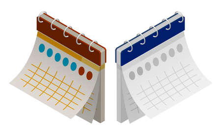 isometric paper wall calendar. Marking days of the week, months on calendar. Realistic 3D vectorのイラスト素材