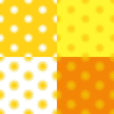set of seamless patterns with stylized yellow summer sun. Ornament for decoration and printing on fabric. Design element. Vectorのイラスト素材