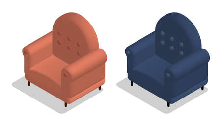 Isometric Cozy home chair for watching TV and relaxing at home after work. Furniture. Realistic 3D...