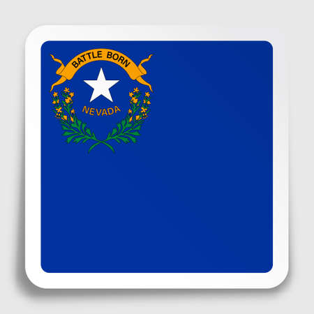 american state of Nevada flag icon on paper square sticker with shadow. Button for mobile application or web. Vectorのイラスト素材