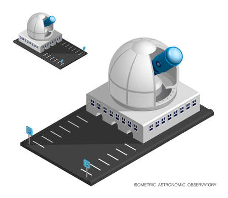 Isometric Observatory. Station for observing space, stars and planets of solar system. Space exploration. Realistic 3D vectorのイラスト素材