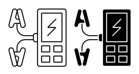 Liner icon. Digital multimeter, device for measuring current and voltage in electrical circuit. Simple black and white vector isolated on white backgroundのイラスト素材