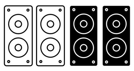 Linear icon. Musical speakers for playing music. Disco equipment. Simple black and white vector isolated on white backgroundのイラスト素材