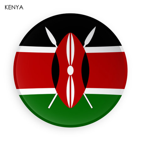 Kenya flag icon in modern neomorphism style. Button for mobile application or web. Vector on white backgroundのイラスト素材