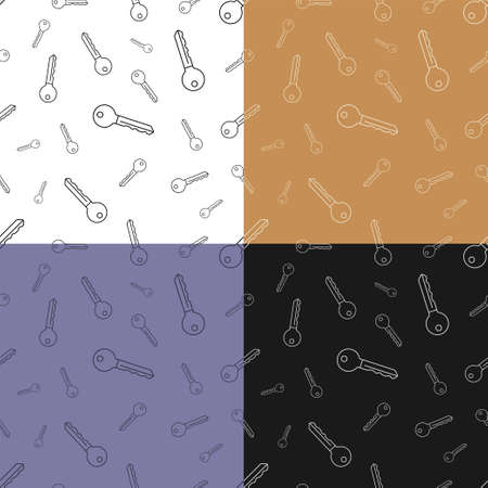set of seamless patterns with Key to lock front door of building. Ornament for decoration and printing on fabric. Design element. Vectorのイラスト素材