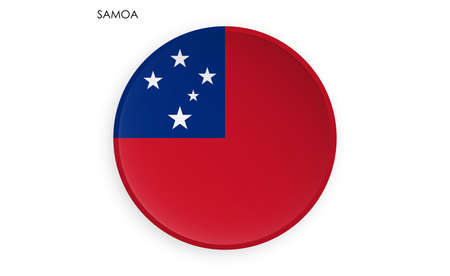 SAMOA flag icon in modern neomorphism style. Button for mobile application or web. Vector on white backgroundのイラスト素材