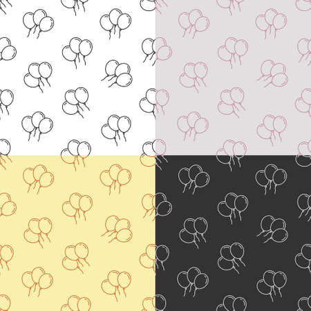 set of seamless patterns with Garland of balloons to decorate special occasions, birthdays and holiday greeting cards. Ornament for decoration and printing on fabric. Design element. Vectorのイラスト素材