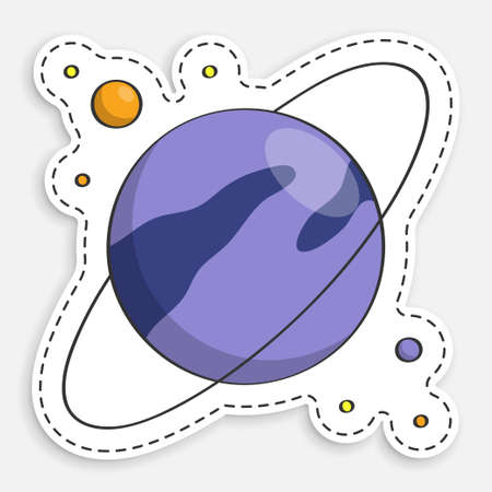 cartoon icon of doodle Planet saturn with ring. Exploring space and solar system at school. Vector isolated on white backgroundのイラスト素材