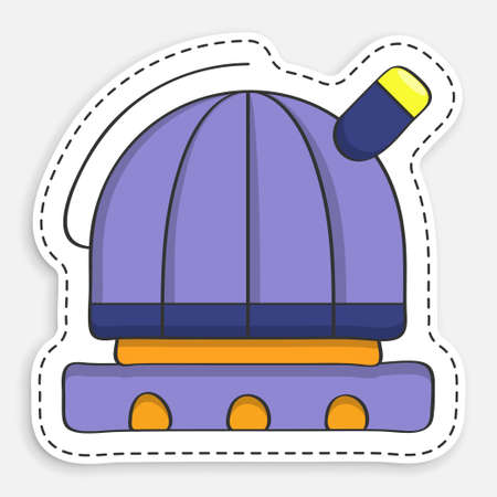 cartoon icon of doodle Observatory. Station for observing space, stars and planets of solar system. Space exploration. Vector isolated on white backgroundのイラスト素材