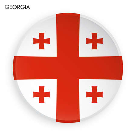 GEORGIA flag icon in modern neomorphism style. Button for mobile application or web. Vector on white backgroundのイラスト素材