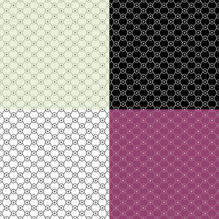 Set of geometric SEAMLESS patterns with grid and flowers. Ornates for decoration and printing on fabric. design element. vectorのイラスト素材