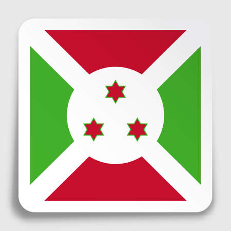 Burundi flag icon on paper square sticker with shadow. Button for mobile application or web. vectorのイラスト素材