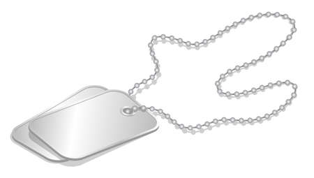 realistic empty personal military number badge on chain for soldier. 3D vector isolated on white backgroundのイラスト素材
