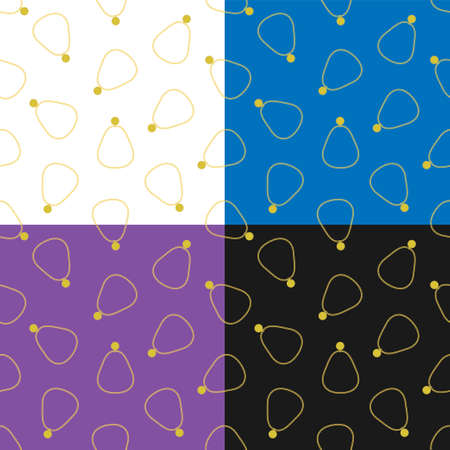 set of seamless patterns with necklace and gold medal. Ornament for decoration and printing on fabric. design element. Vectorのイラスト素材