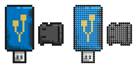 pixel icon. Adapter for connecting external carriers of digital information. Simple retro game...