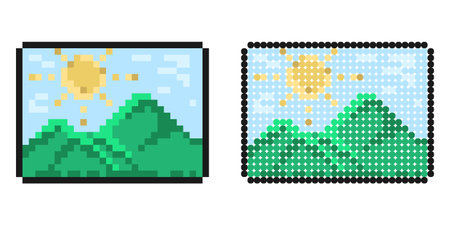 pixel icon. image of snapshot. Photos for memory from travel. World Photography Day August 19th. Simple retro game vector isolated on white backgroundのイラスト素材