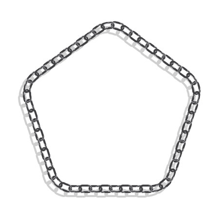 Steel pentagonal CHAIN frame for decorative headers. Gray ornates frames with CHAIN isolated on white background. vector decorative elementのイラスト素材