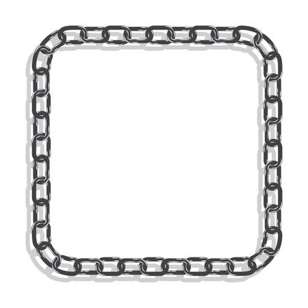 Steel square CHAIN frame for decorative headers. Gray ornates frames with CHAIN isolated on white background. vector decorative elementのイラスト素材