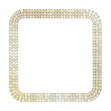 Golden square abstract geometric fractal frames for decorative headers. Gold metal ornates mosaic frames with leaves isolated on white background. vectorのイラスト素材
