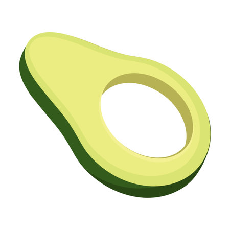 avocado fruit. Avocado wedges and slices, halved and thinly sliced for salad. Flat cartoon vector isolatedのイラスト素材