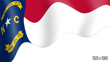 American state of North Carolina realistic foundation day background. USA state of North Carolina banner in motion waving, fluttering in wind. Festive patriotic HD format template for independence dayのイラスト素材