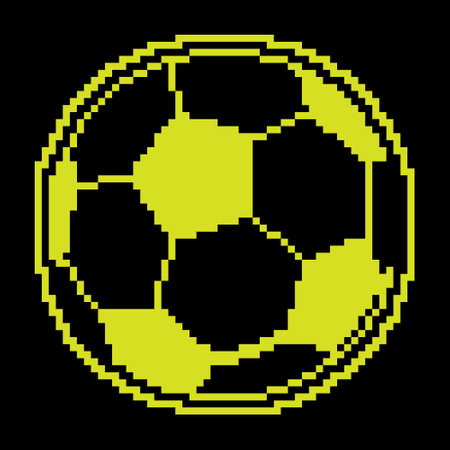 Black and yellow classic soccer ball Pixel silhouette icon. Isolated vectorのイラスト素材