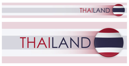 Thailand flag horizontal web banner in modern neomorphism style. Webpage Thai country header button for mobile application or internet site. Vectorのイラスト素材