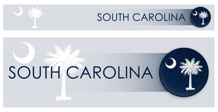South Carolina US state flag horizontal web banner in modern neomorphism style. Webpage South Carolina header button for mobile application or internet site. Vectorのイラスト素材