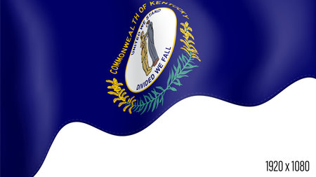 Kentucky US state flag realistic independence day background. Kentucky election banner in motion waving, fluttering in the wind. Festive patriotic HD format template for independence dayのイラスト素材