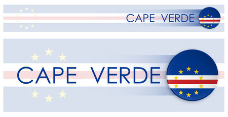 Cape Verde flag horizontal web banner in modern neomorphism style. Webpage Cape Verde country header button for mobile application or internet site. Vectorのイラスト素材