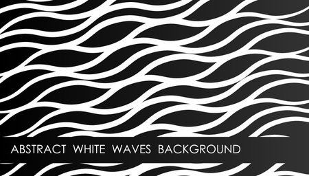 Horizontal black gradient abstract background with white waves, cover, site presentation in HD format. UI template layout for web design of internet products. Vector bannerのイラスト素材