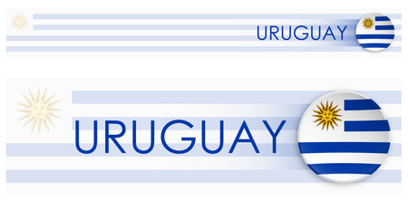 Uruguay flag horizontal web banner in modern neomorphism style. Webpage Uruguay country header button for mobile application or internet site. Vectorのイラスト素材