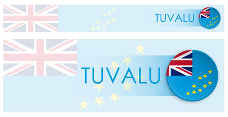 Tuvalu flag horizontal web banner in modern neomorphism style. Webpage Tuvalu country header button for mobile application or internet site. Vectorのイラスト素材
