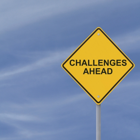 Challenges Ahead warning sign の写真素材